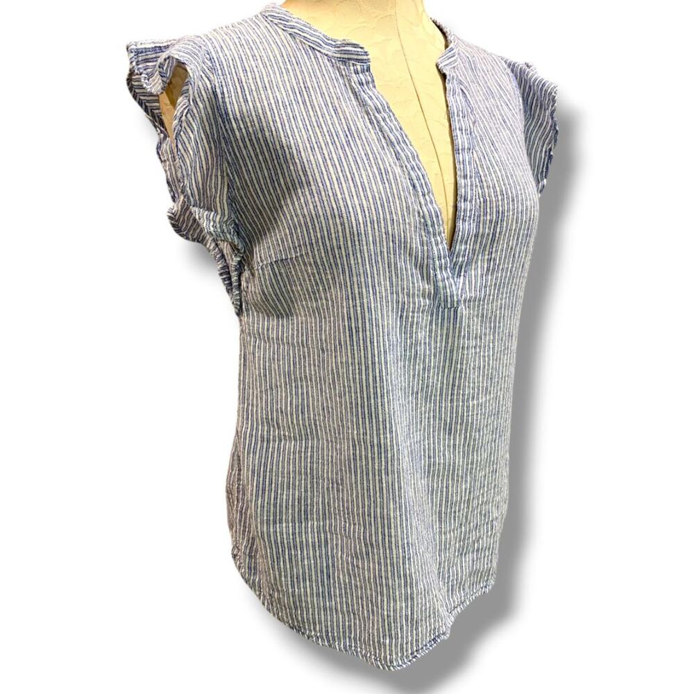 Medium Old Navy Womens Linen Blend Ruffle Sleeve Linen Blend Shirt Blouse